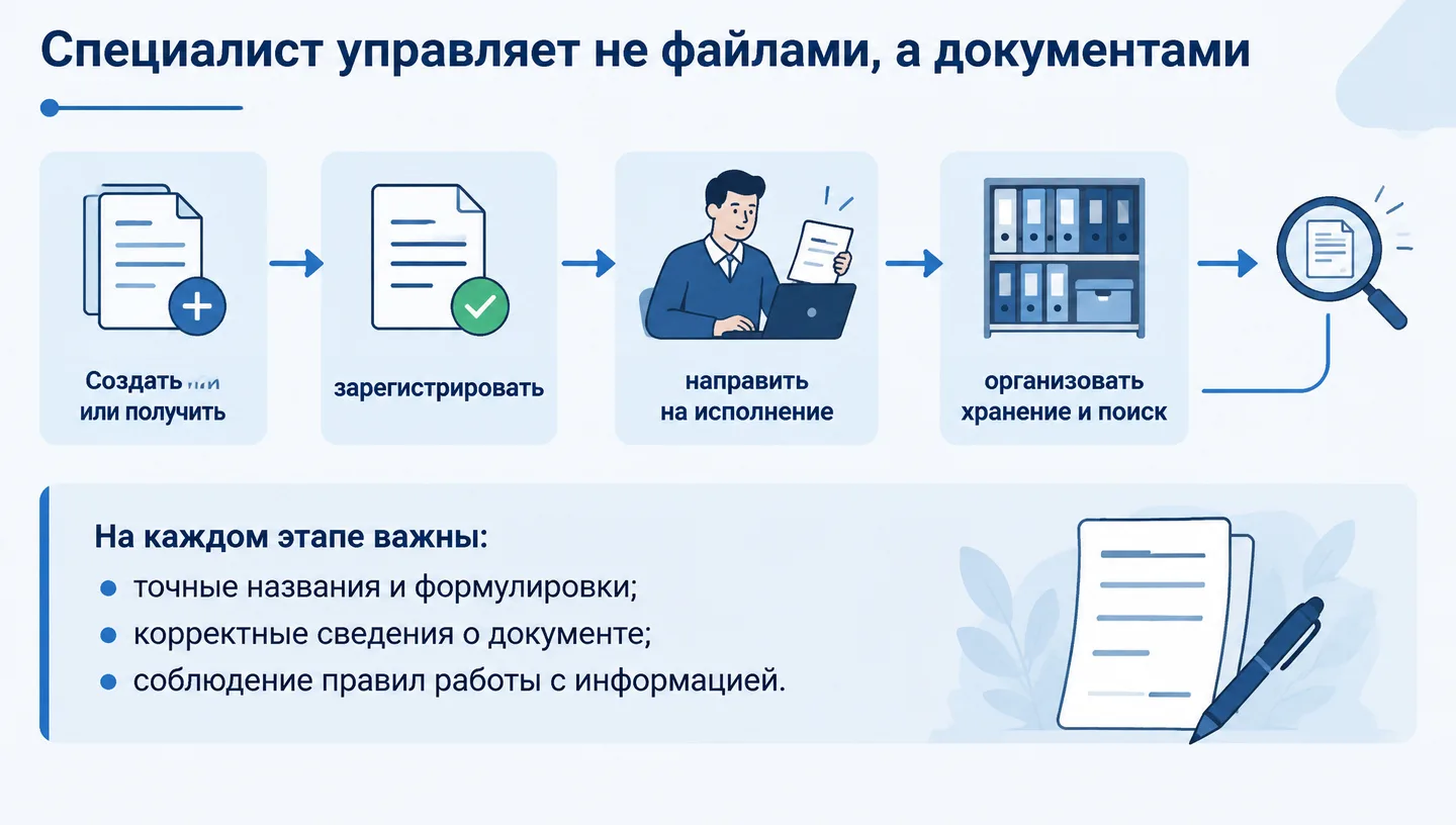 Специалист управляет не файлами, а документами