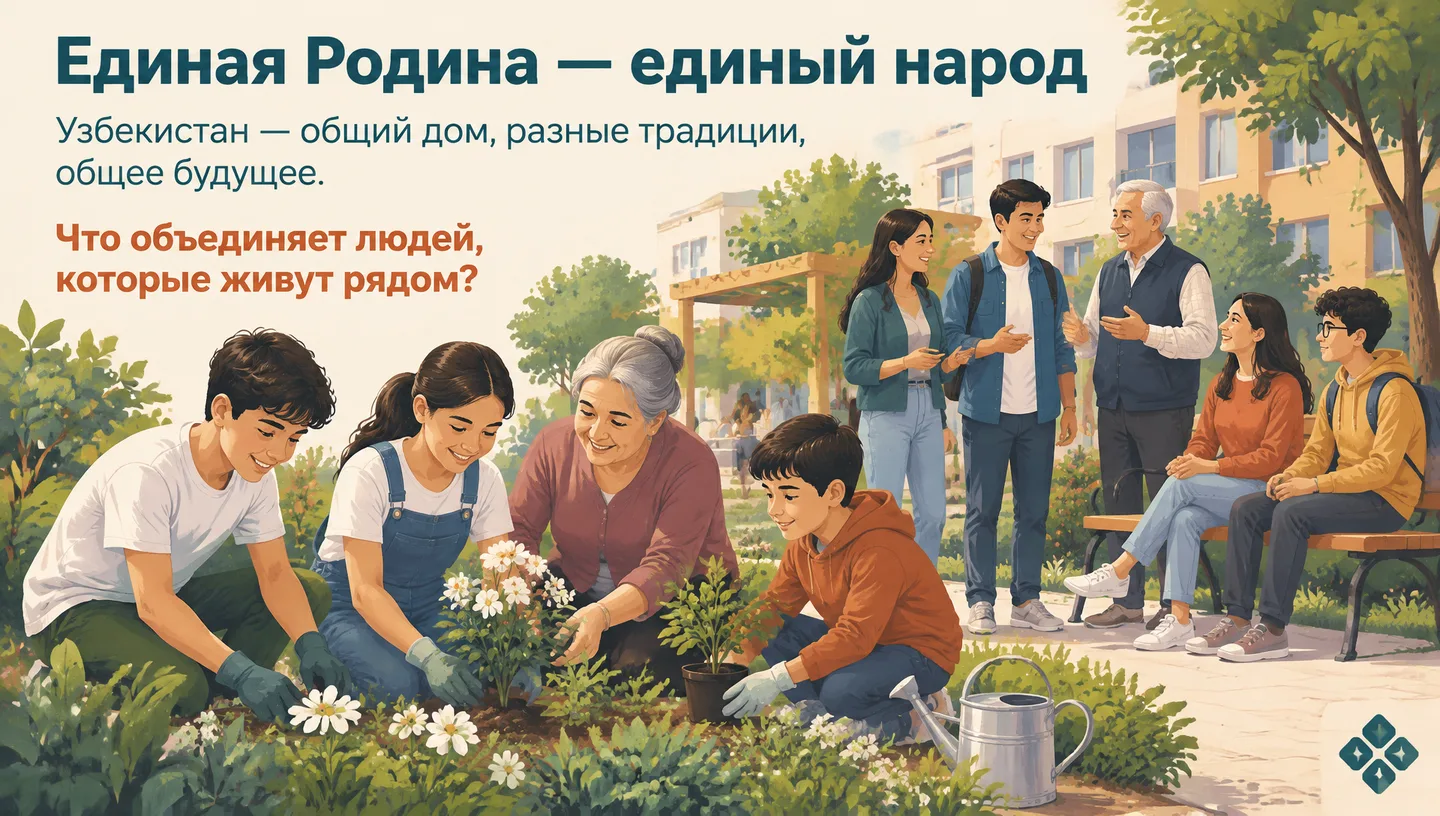 Первый слайд: Единая Родина — единый народ