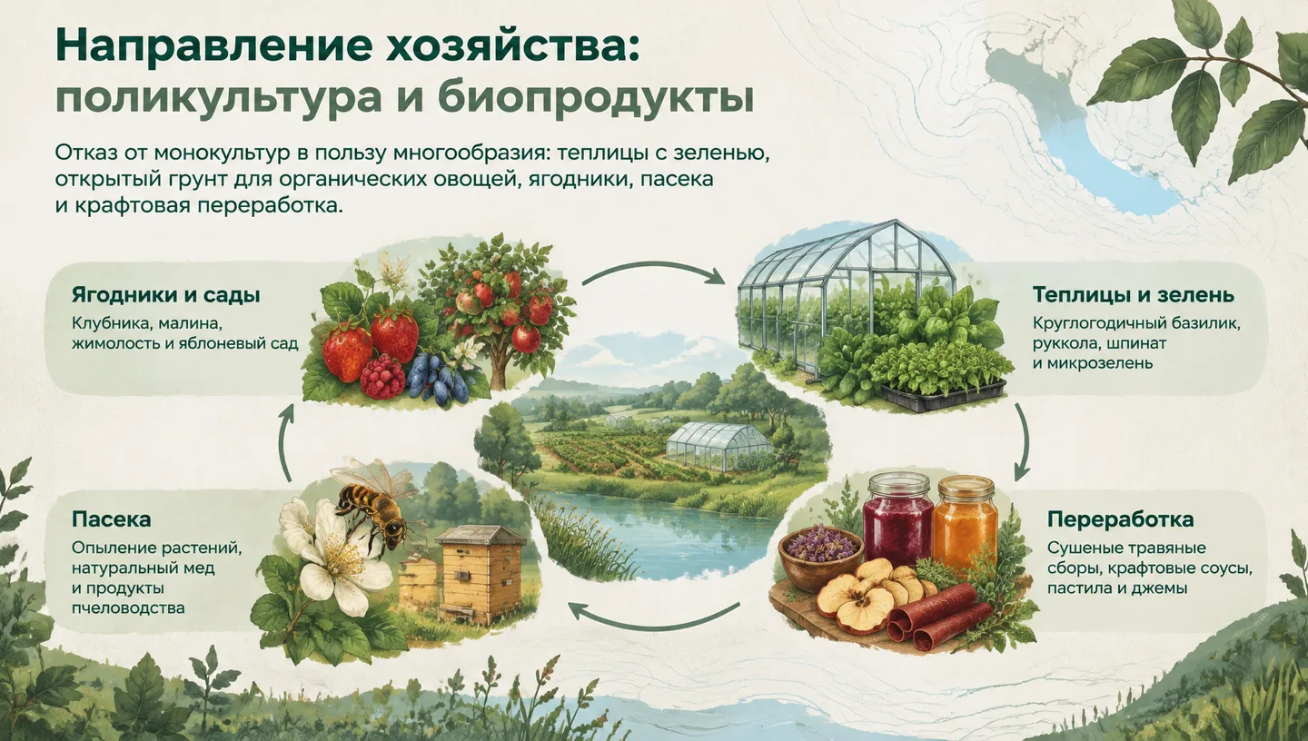 Направление хозяйства: поликультура и биопродукты