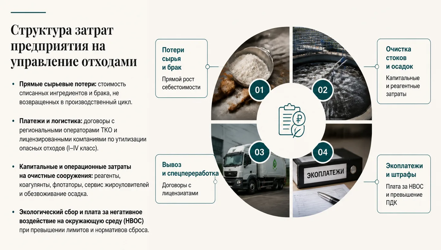 Структура затрат предприятия на управление отходами