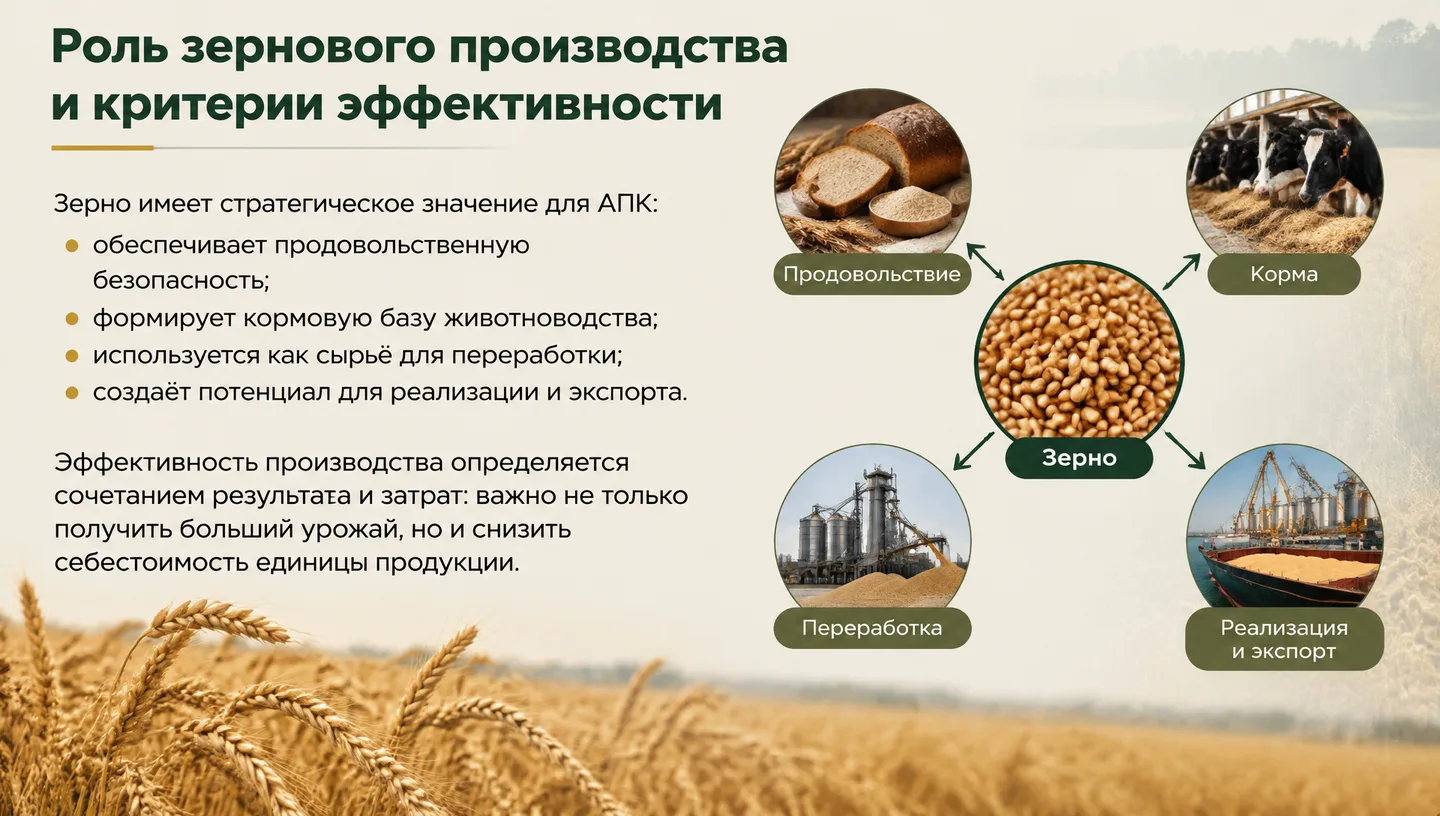 Роль зернового производства и критерии эффективности