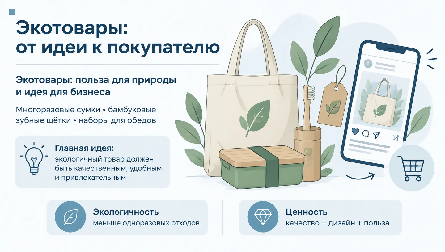 Первый слайд: Экотовары: от идеи к покупателю