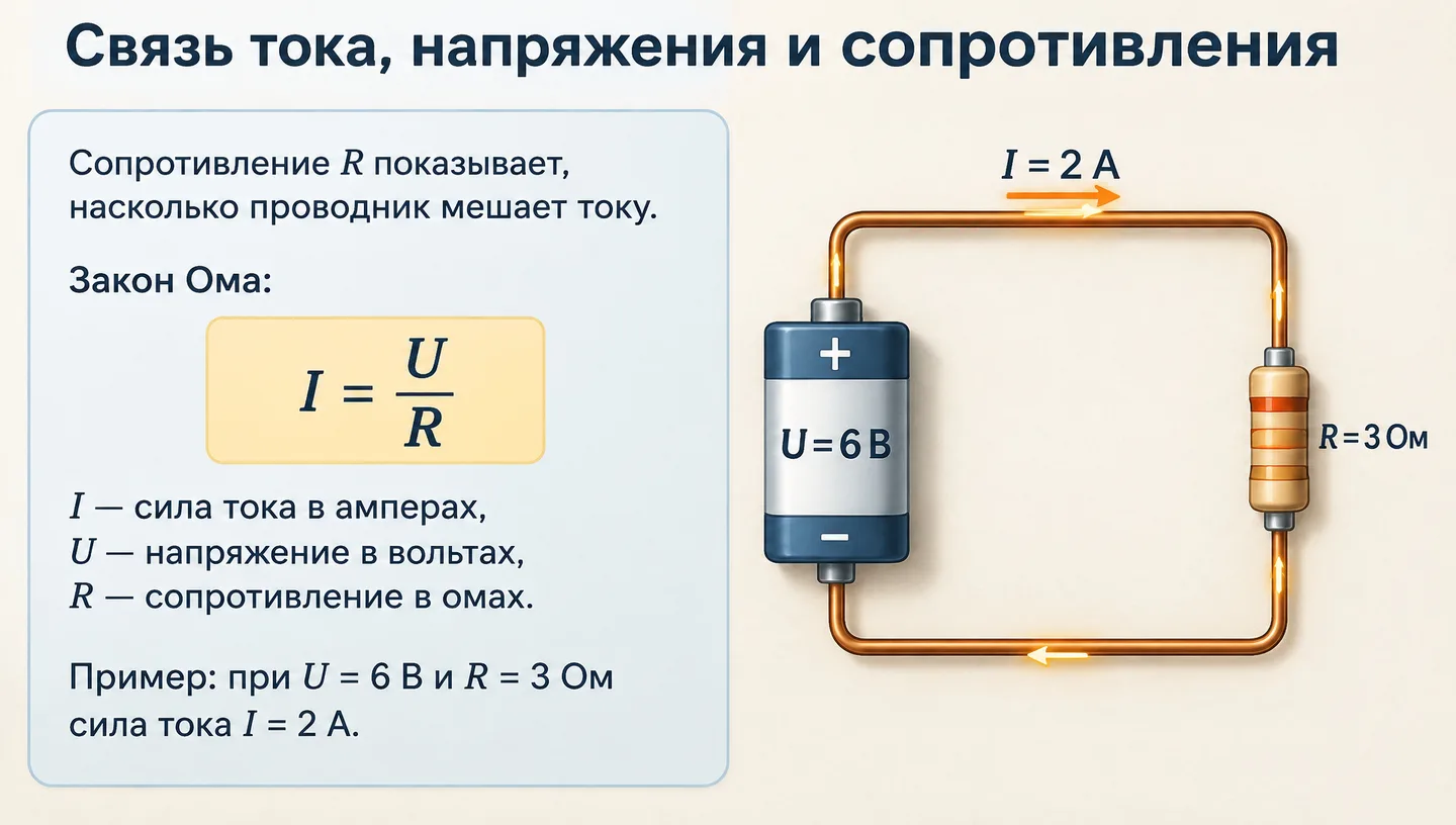 Связь тока, напряжения и сопротивления