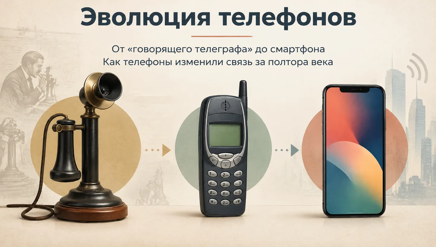 Первый слайд: Эволюция телефонов