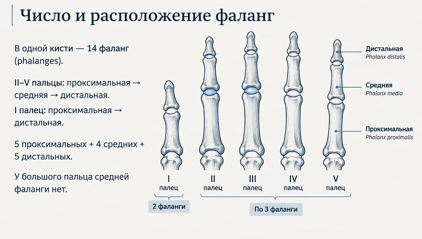 Число и расположение фаланг