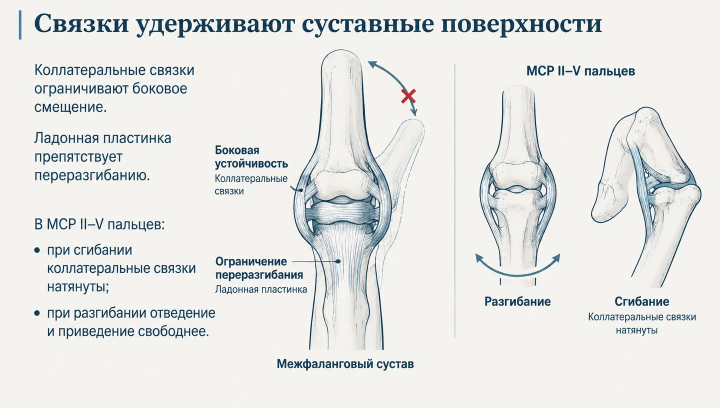 Связки удерживают суставные поверхности