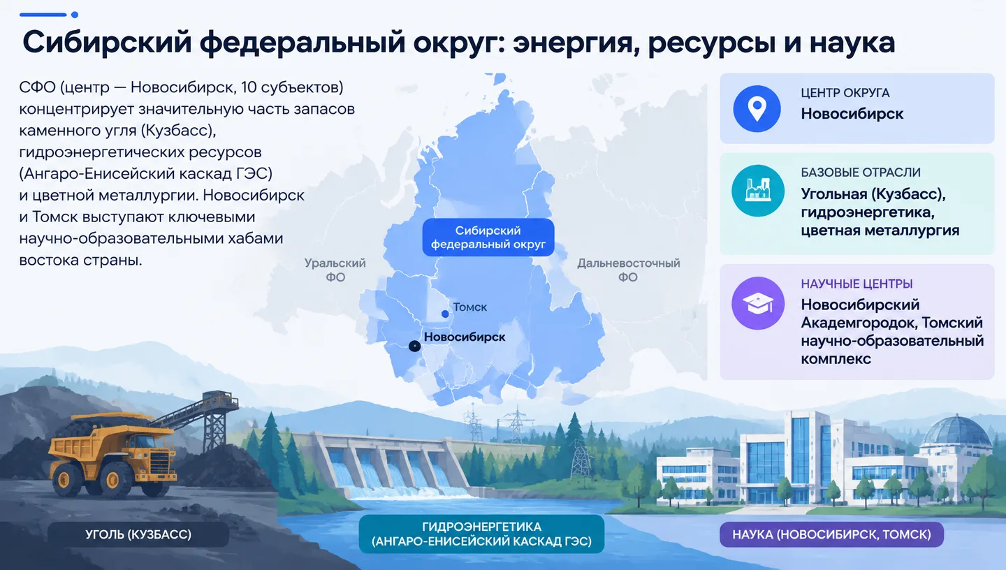 Сибирский федеральный округ: энергия, ресурсы и наука