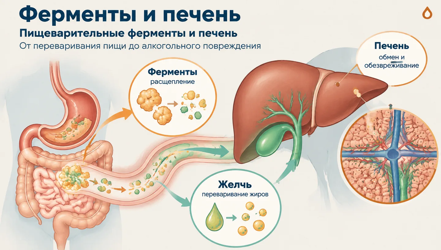 Первый слайд: Ферменты и печень