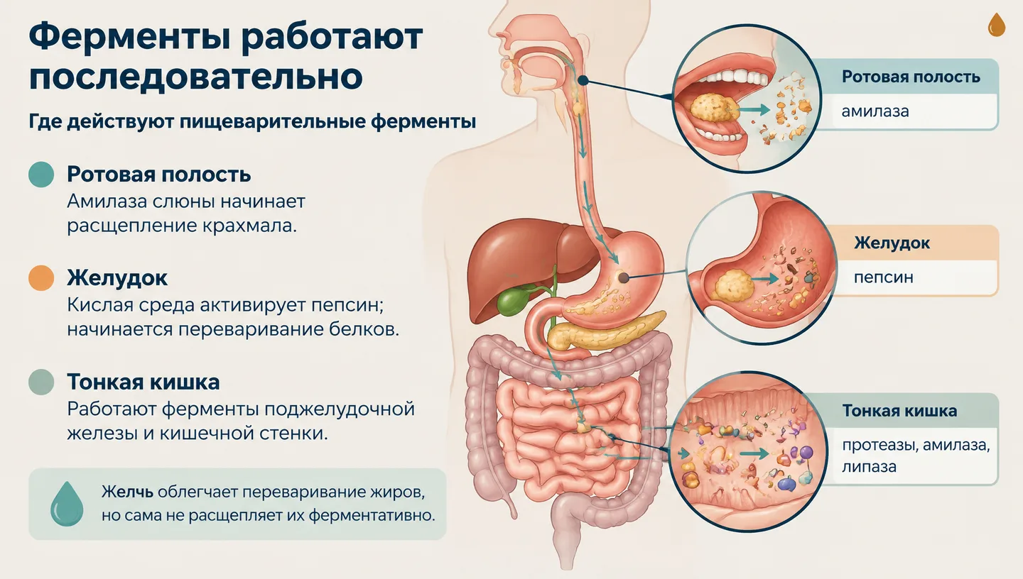 Ферменты работают последовательно