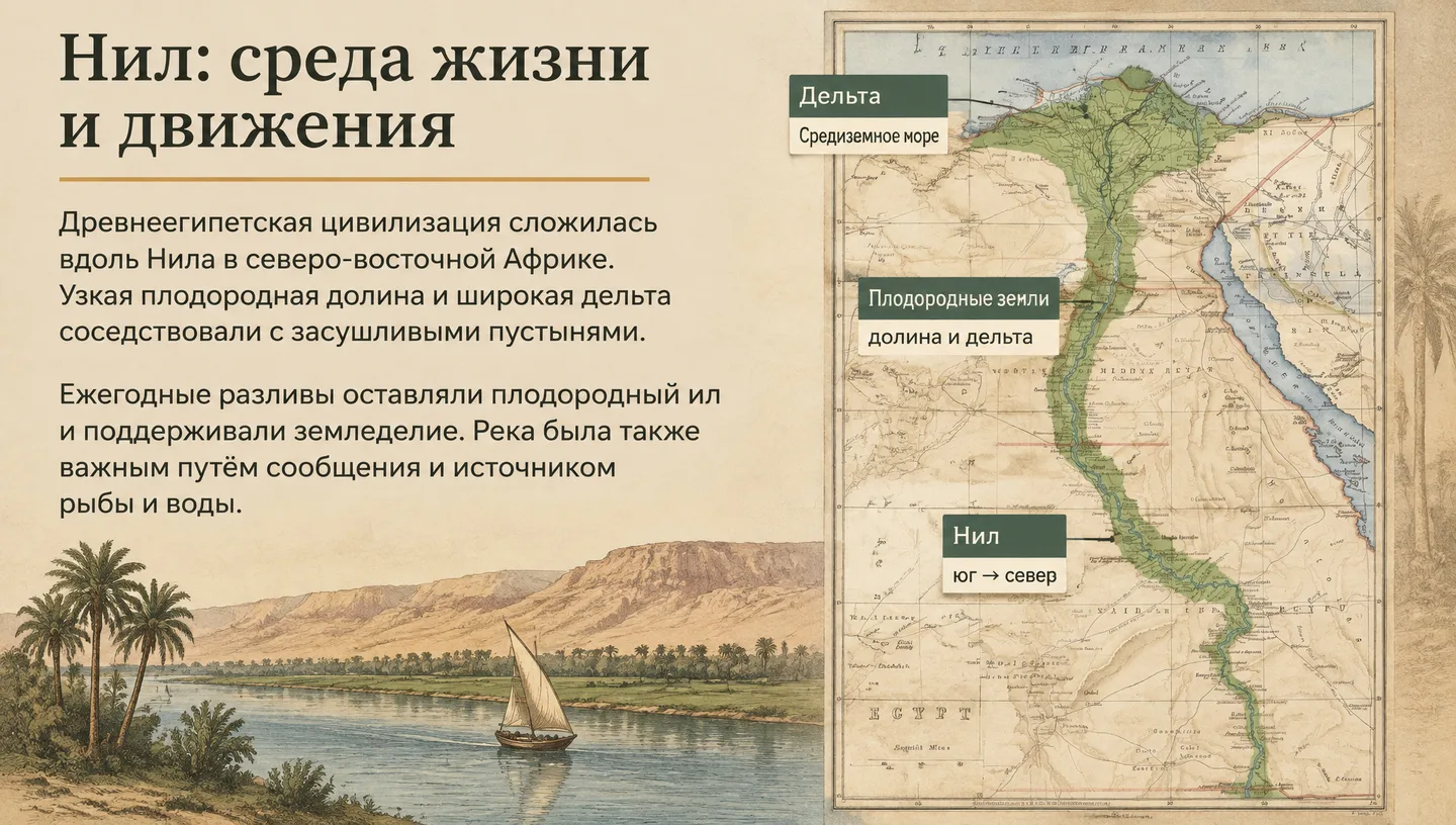 Нил: среда жизни и движения