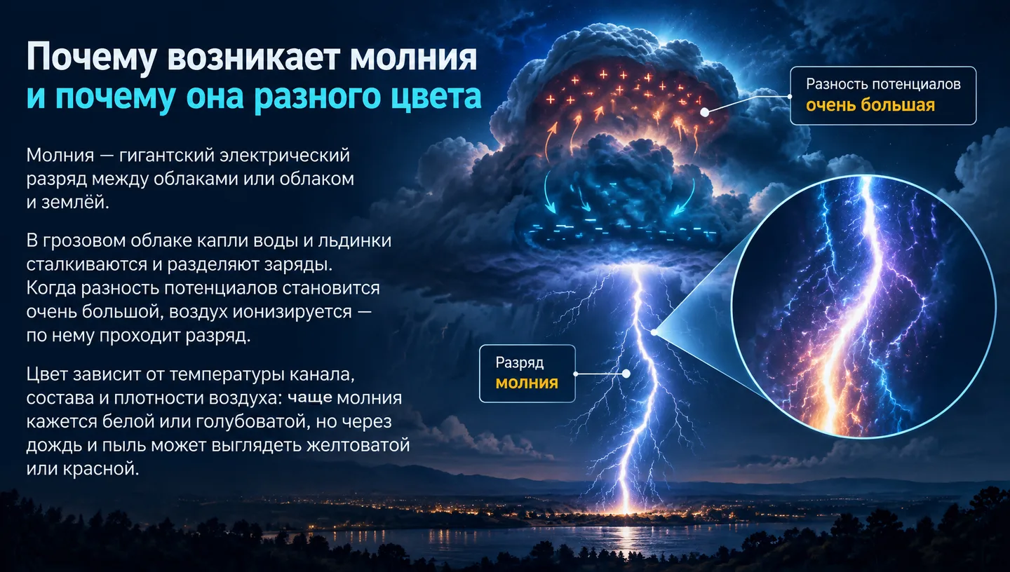 Почему возникает молния и почему она разного цвета