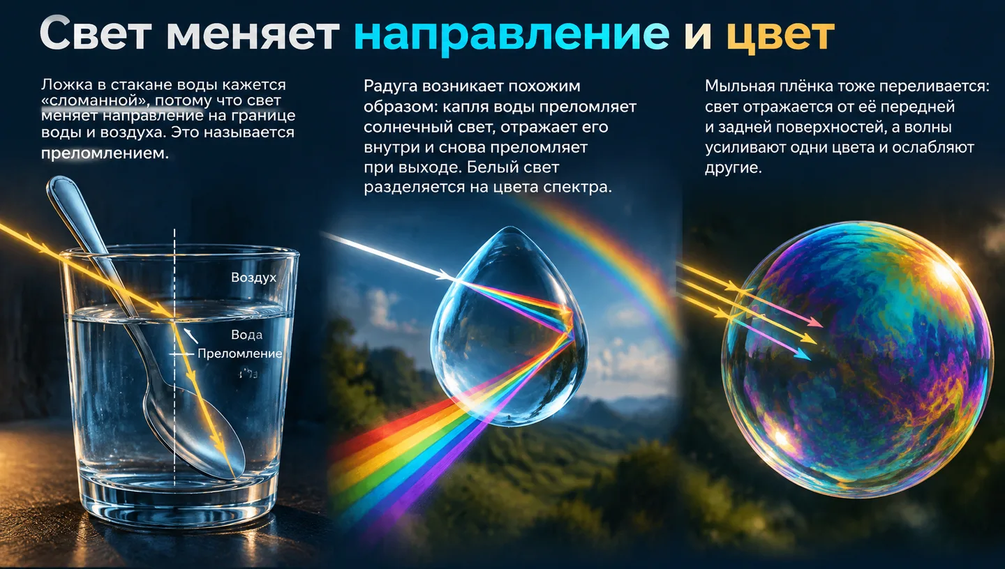 Свет меняет направление и цвет