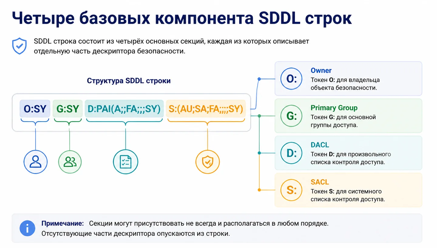 Четыре базовых компонента SDDL строк