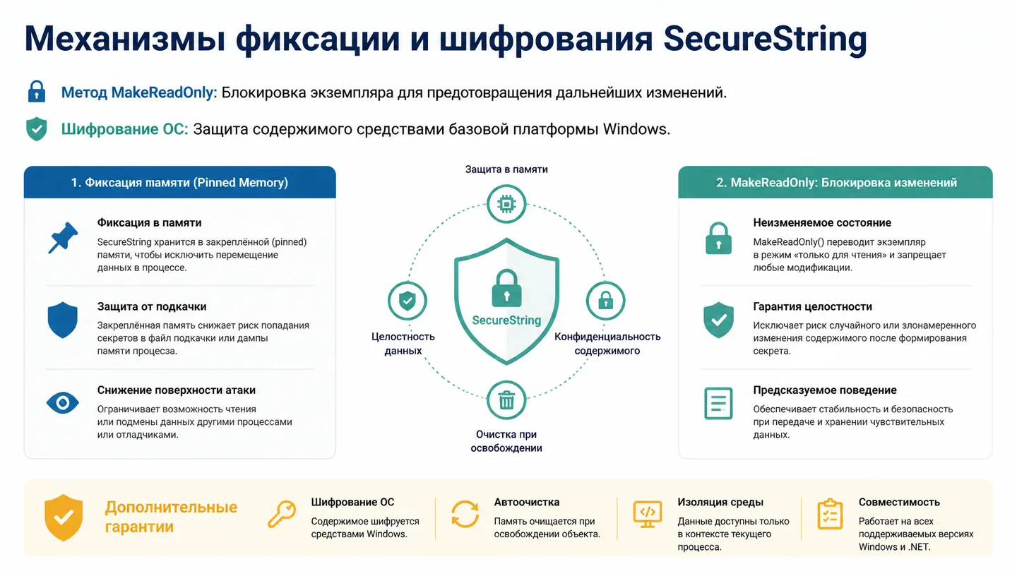 Механизмы фиксации и шифрования SecureString