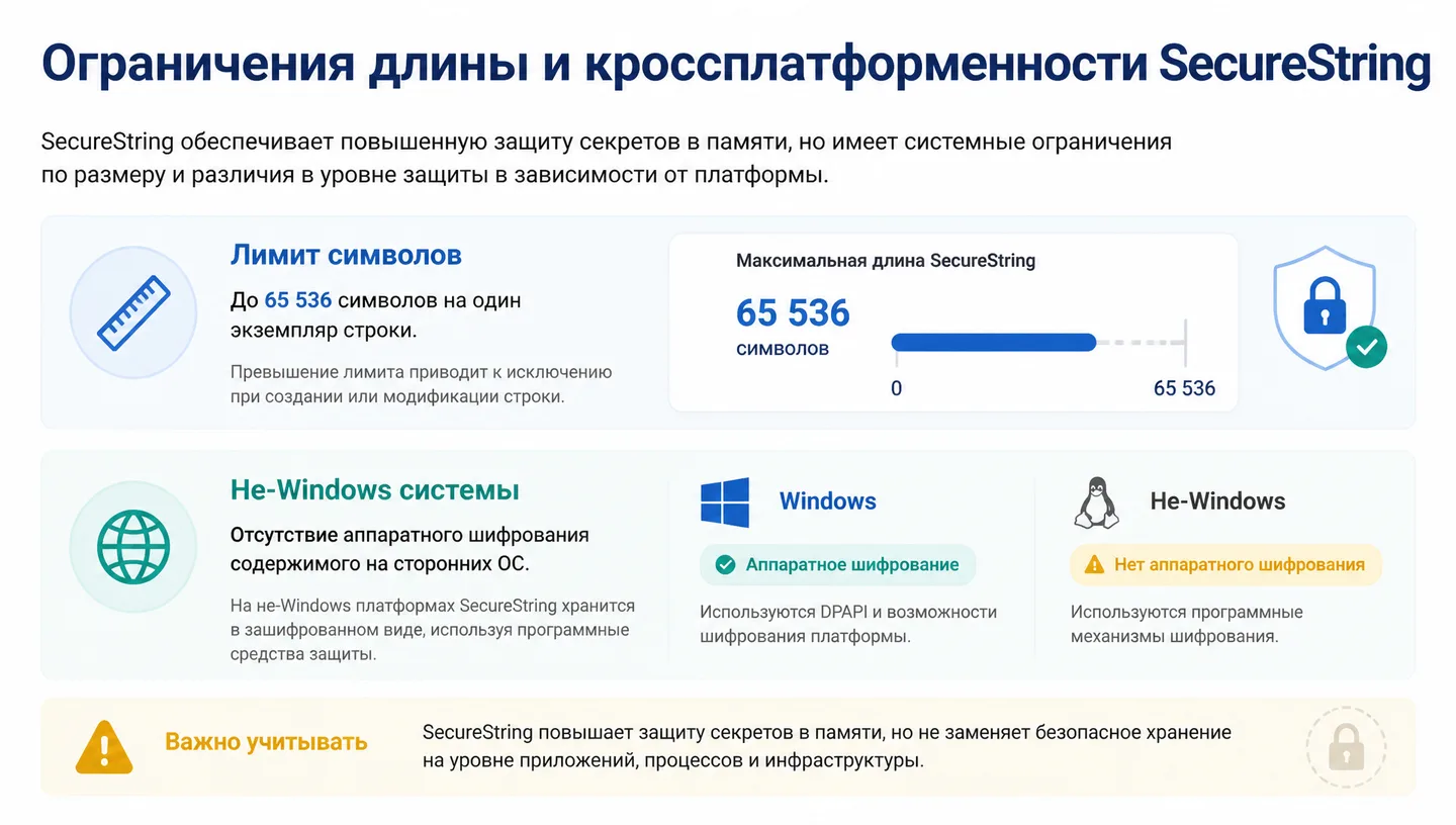 Ограничения длины и кроссплатформенности SecureString