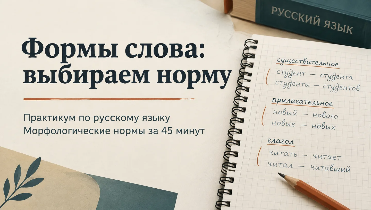 Первый слайд: Формы слова: выбираем норму