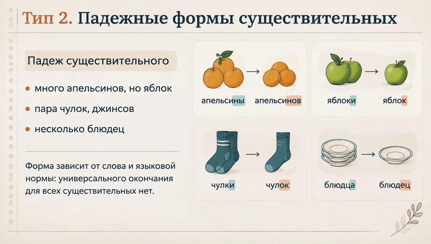 Тип 2. Падежные формы существительных