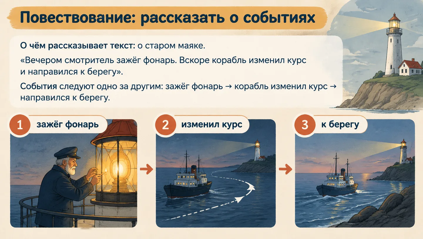 Повествование: рассказать о событиях
