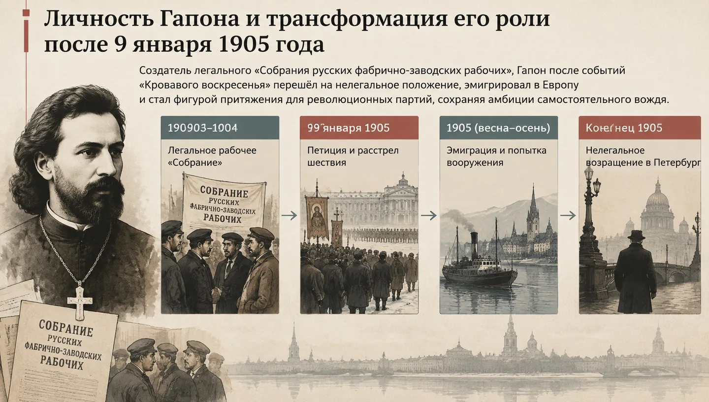 Личность Гапона и трансформация его роли после 9 января 1905 года