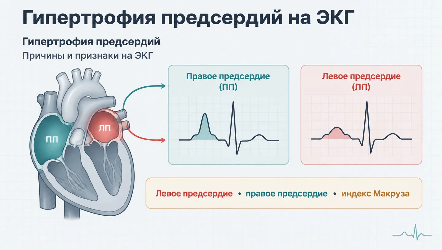 Первый слайд: Гипертрофия предсердий на ЭКГ