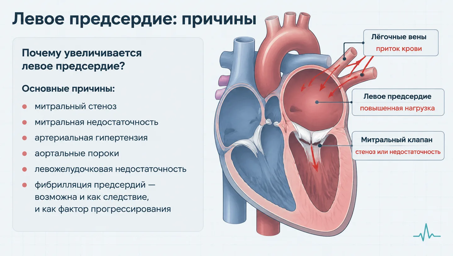 Левое предсердие: причины