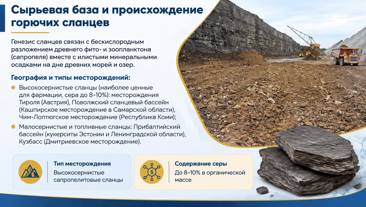 Сырьевая база и происхождение горючих сланцев