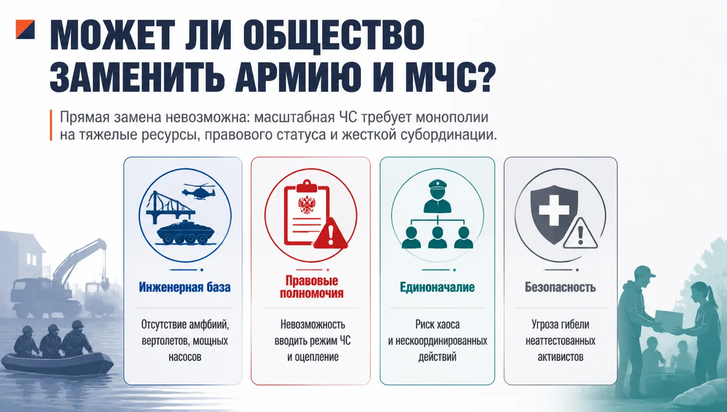 Может ли общество заменить армию и МЧС?