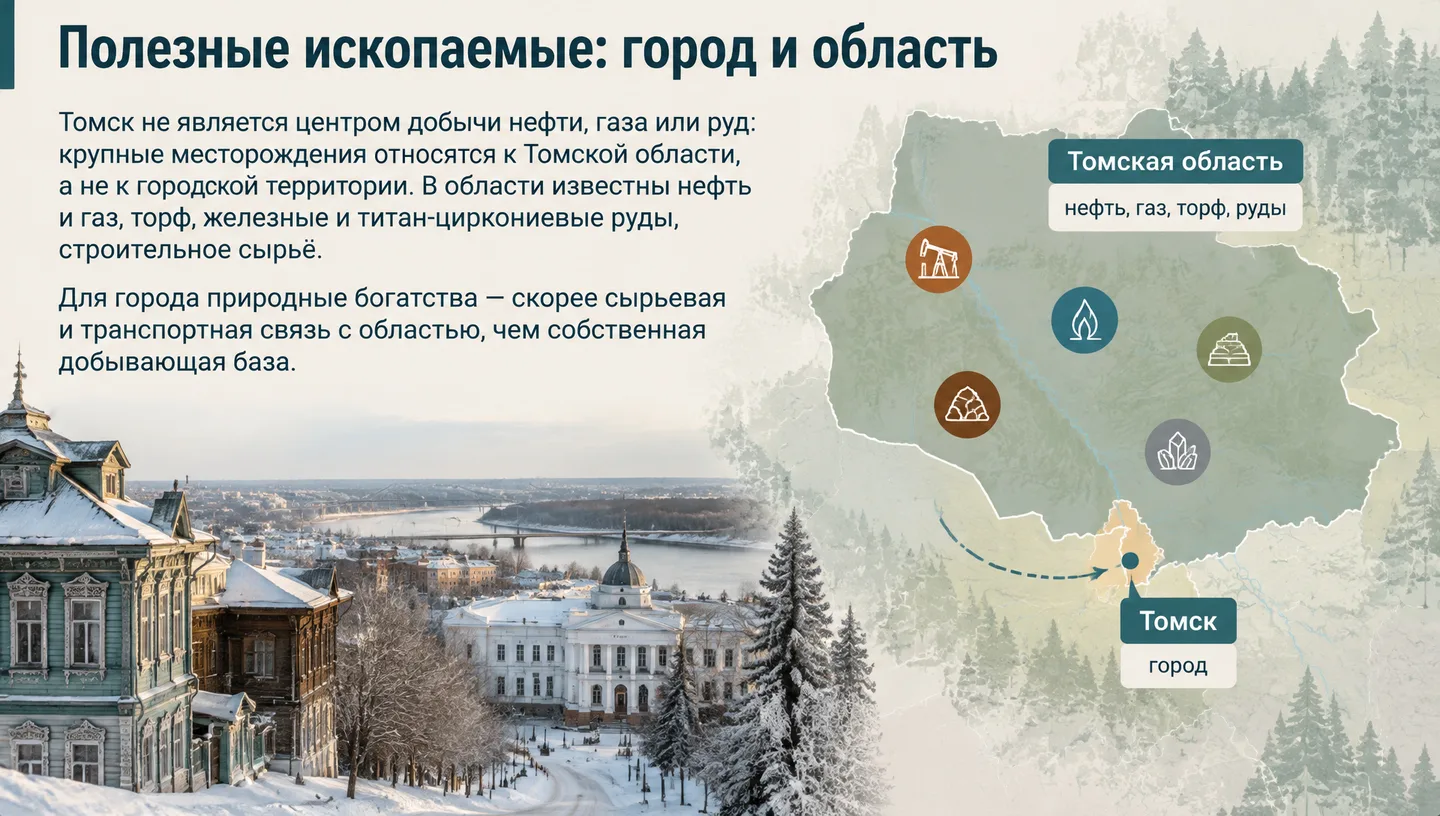 Полезные ископаемые: город и область