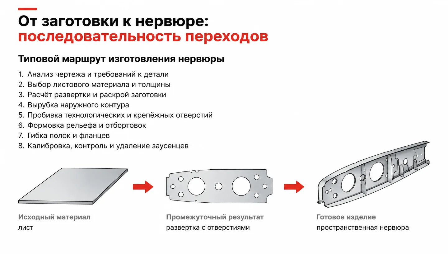 От заготовки к нервюре: последовательность переходов