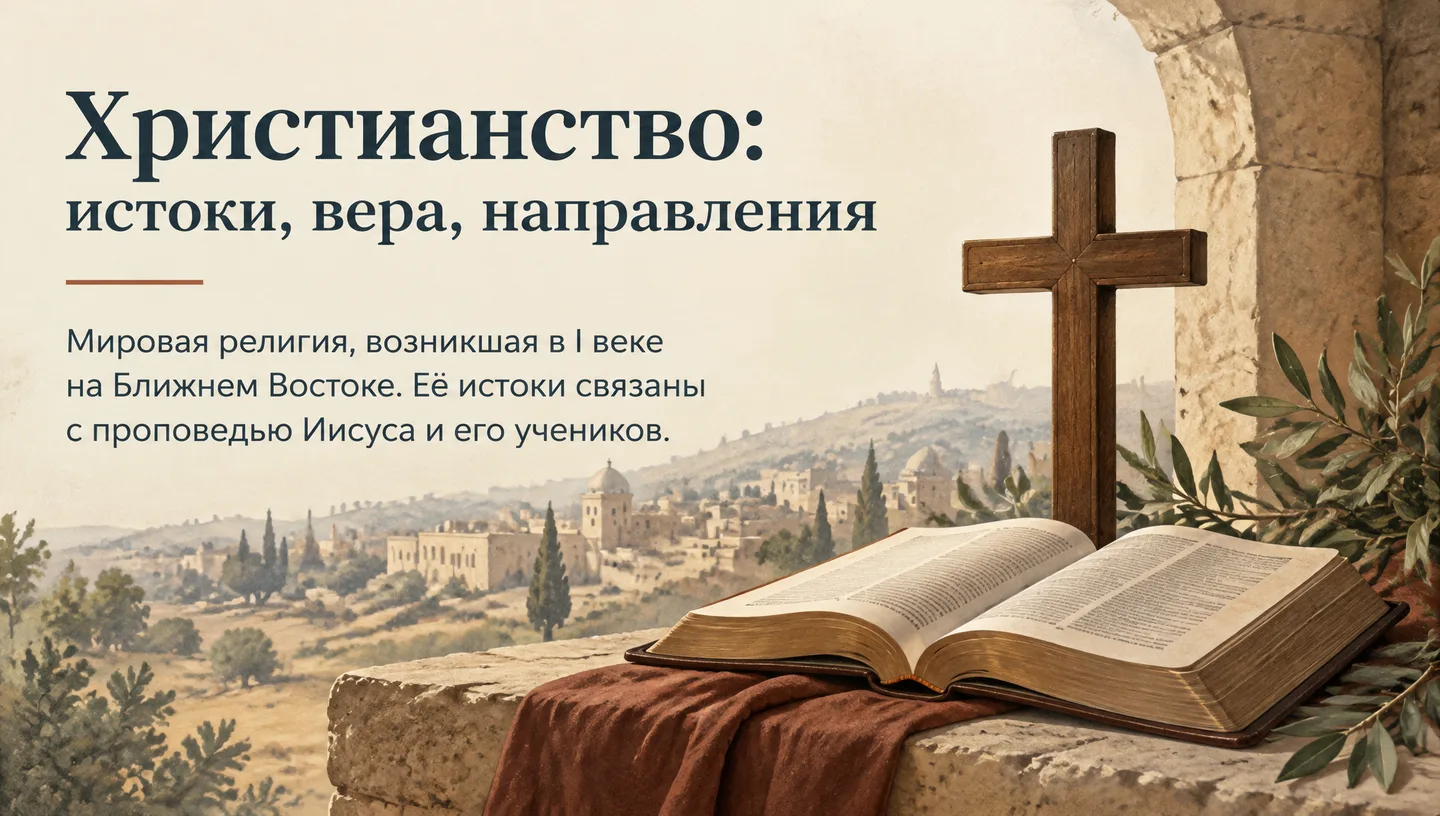 Первый слайд: Христианство: истоки, вера, направления