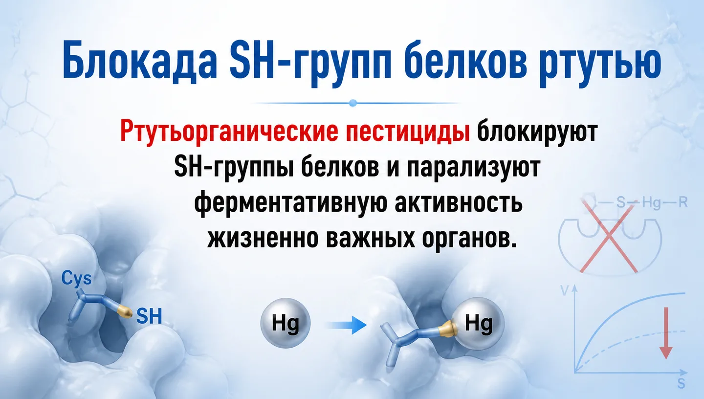 Блокада SH-групп белков ртутью