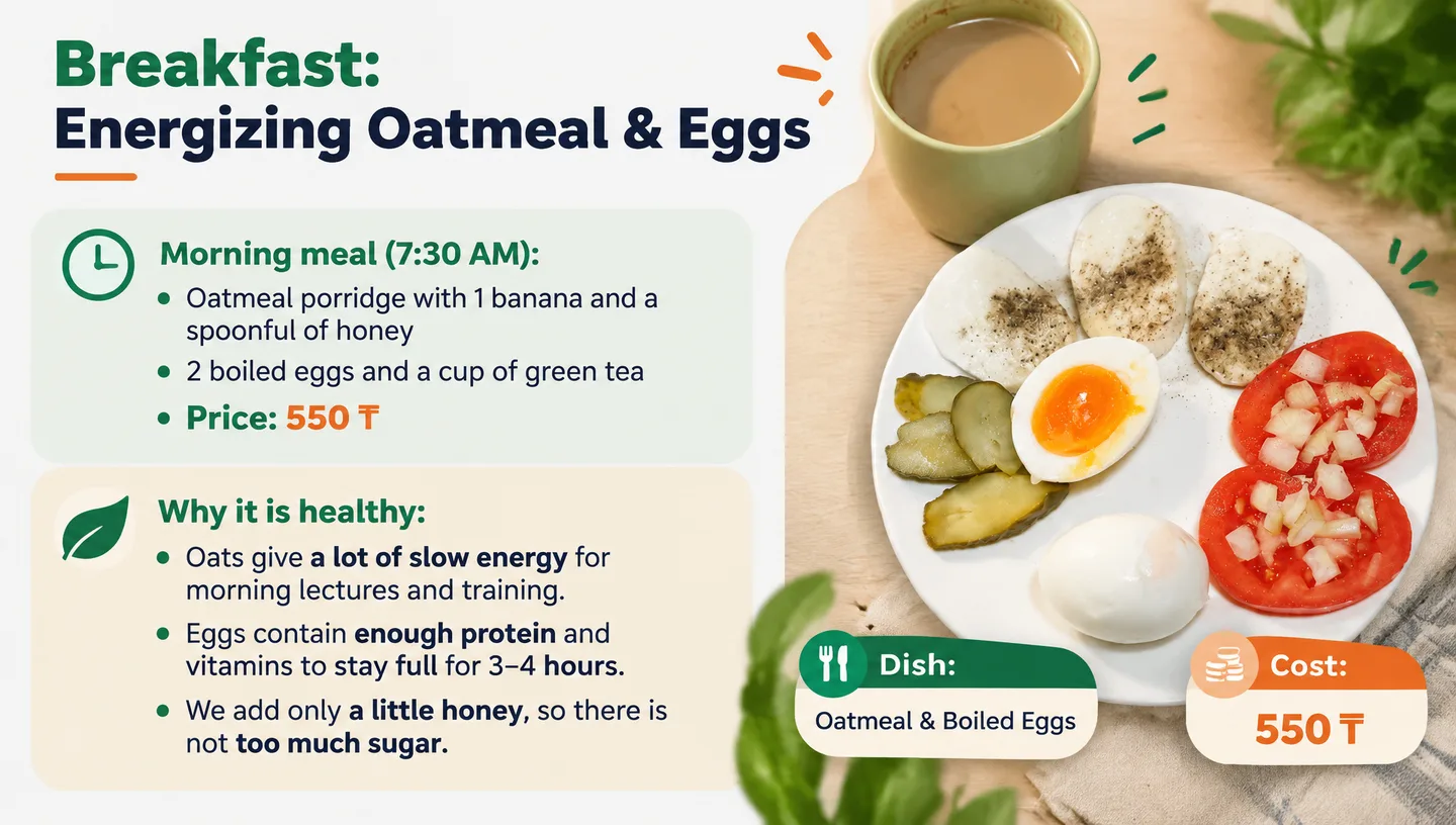 Breakfast: Energizing Oatmeal & Eggs