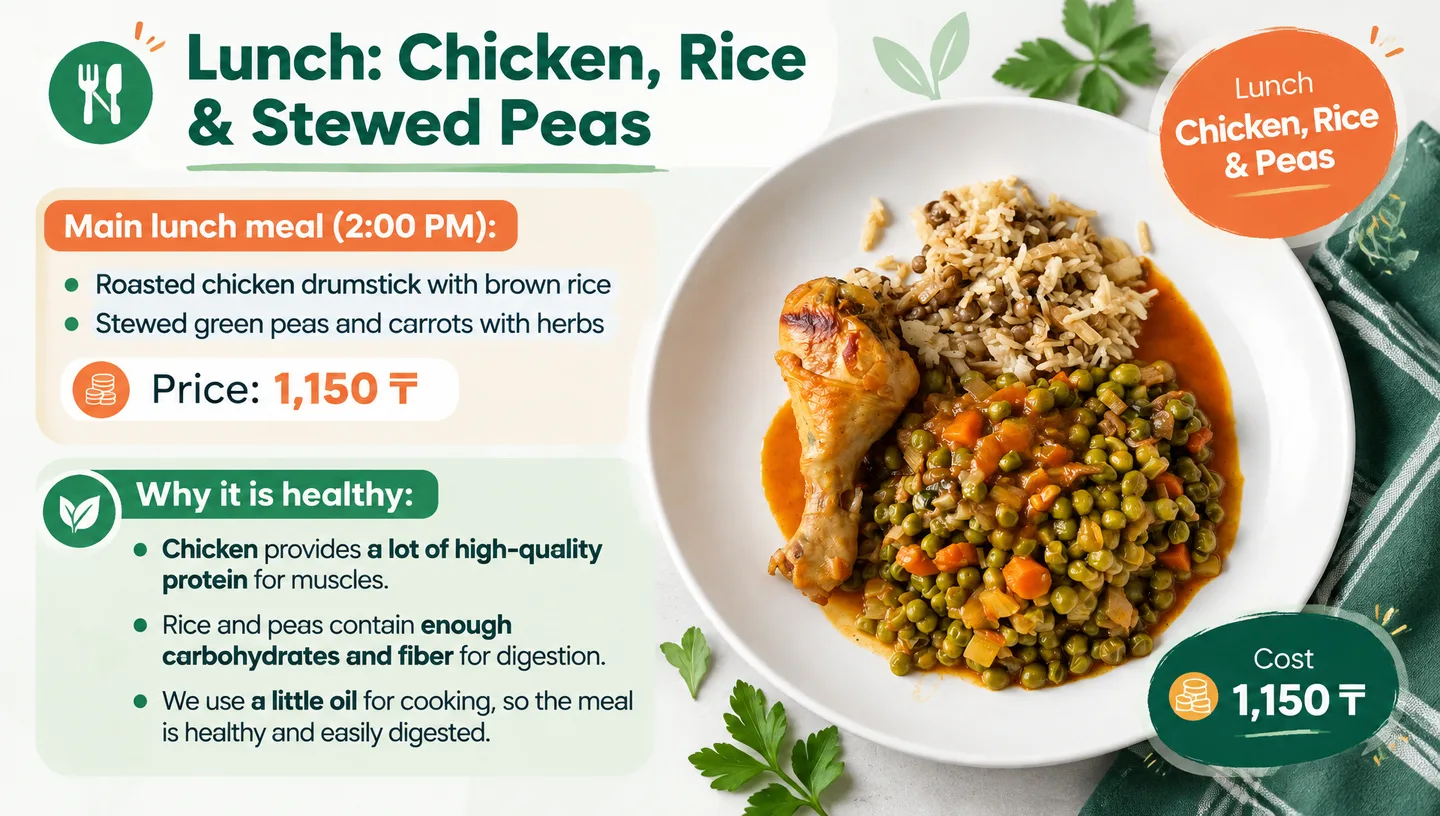 Lunch: Chicken, Rice & Stewed Peas