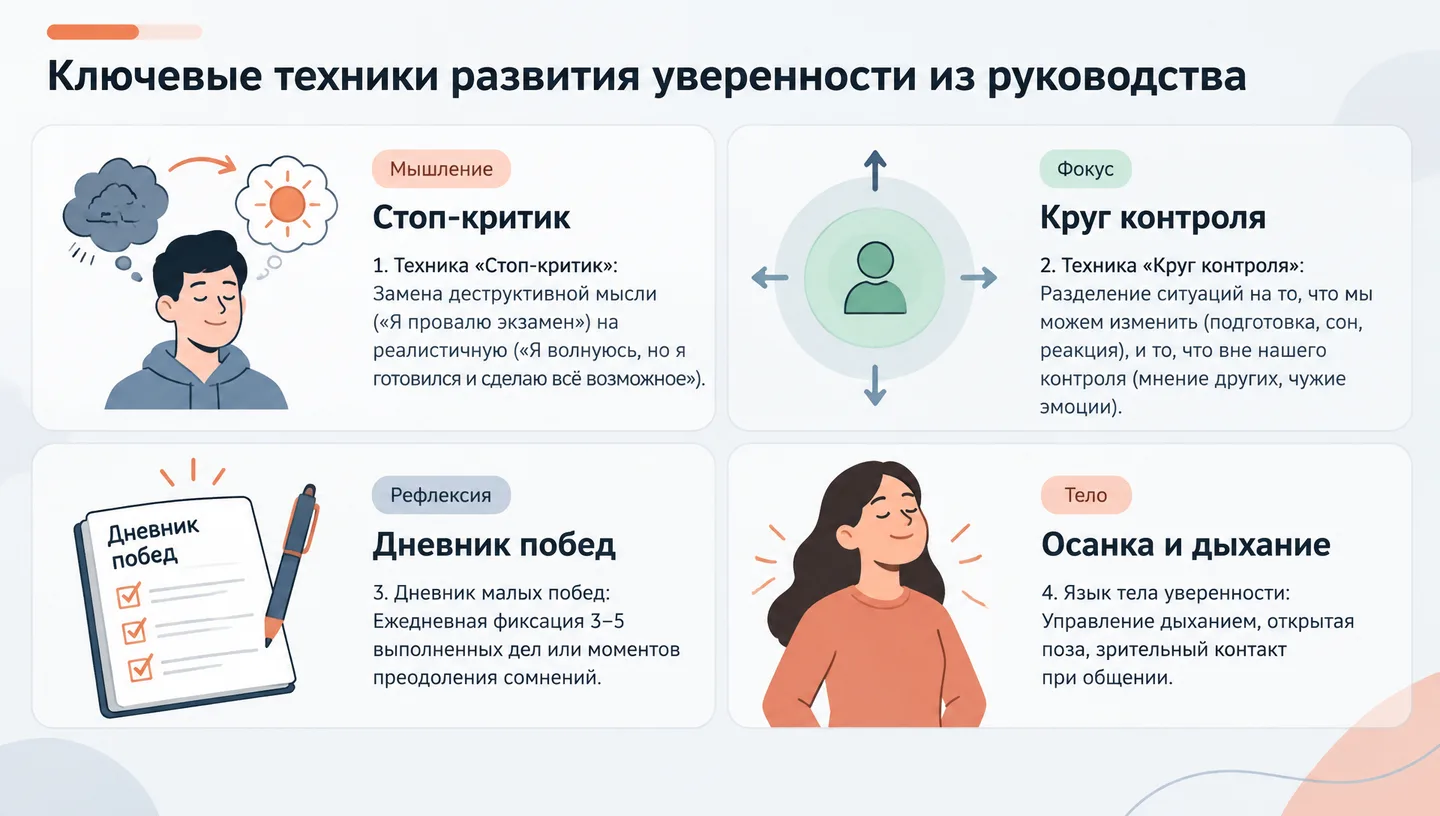 Ключевые техники развития уверенности из руководства
