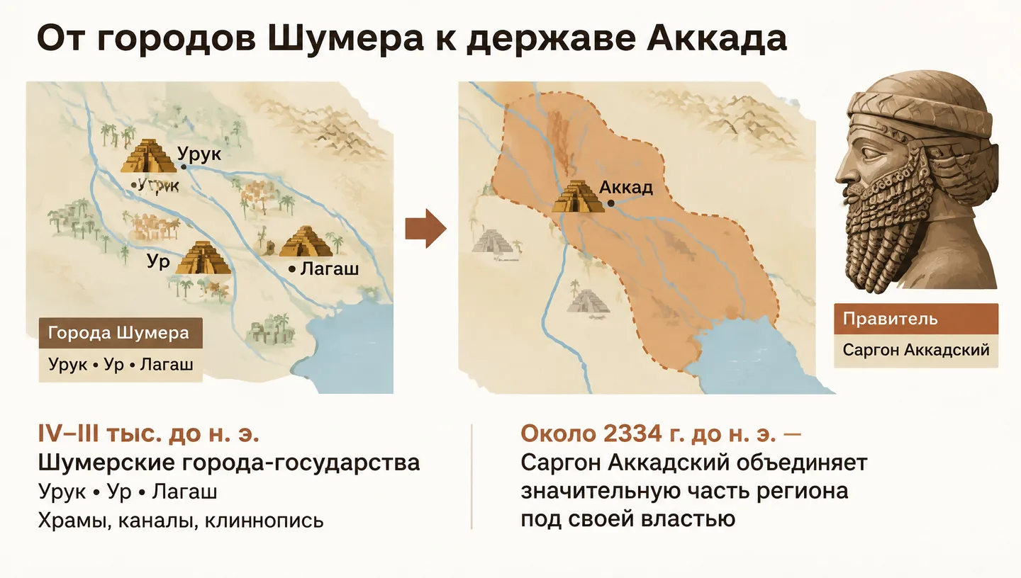 От городов Шумера к державе Аккада