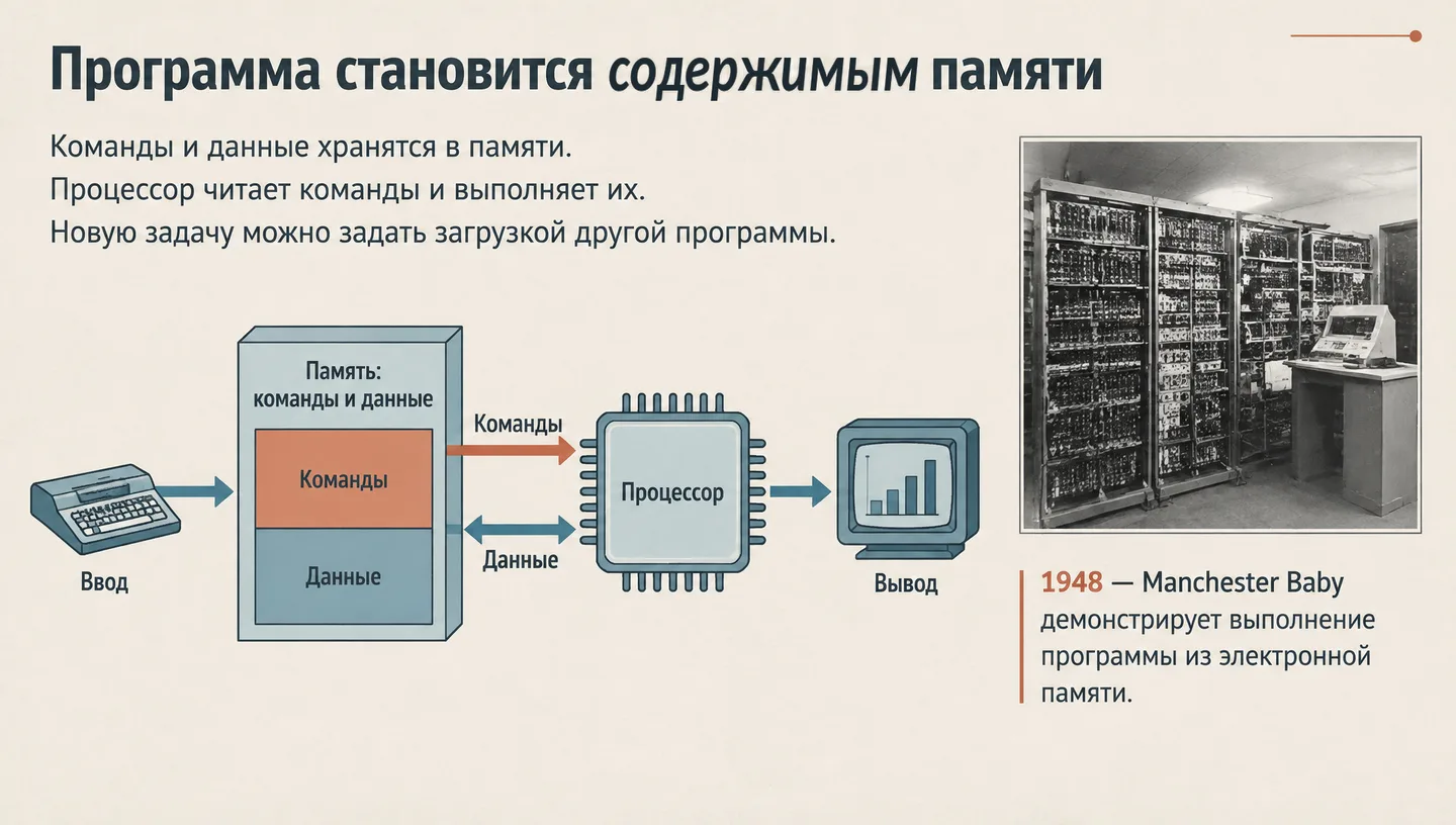 Программа становится содержимым памяти