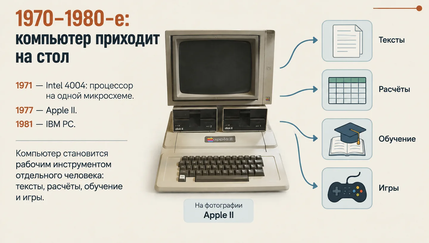 1970–1980-е: компьютер приходит на стол
