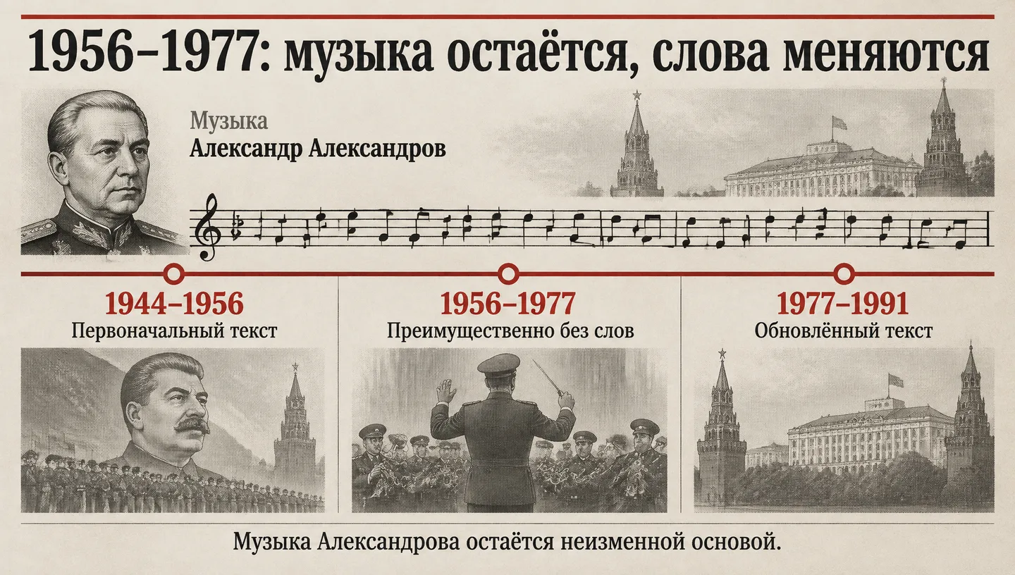 1956–1977: музыка остаётся, слова меняются