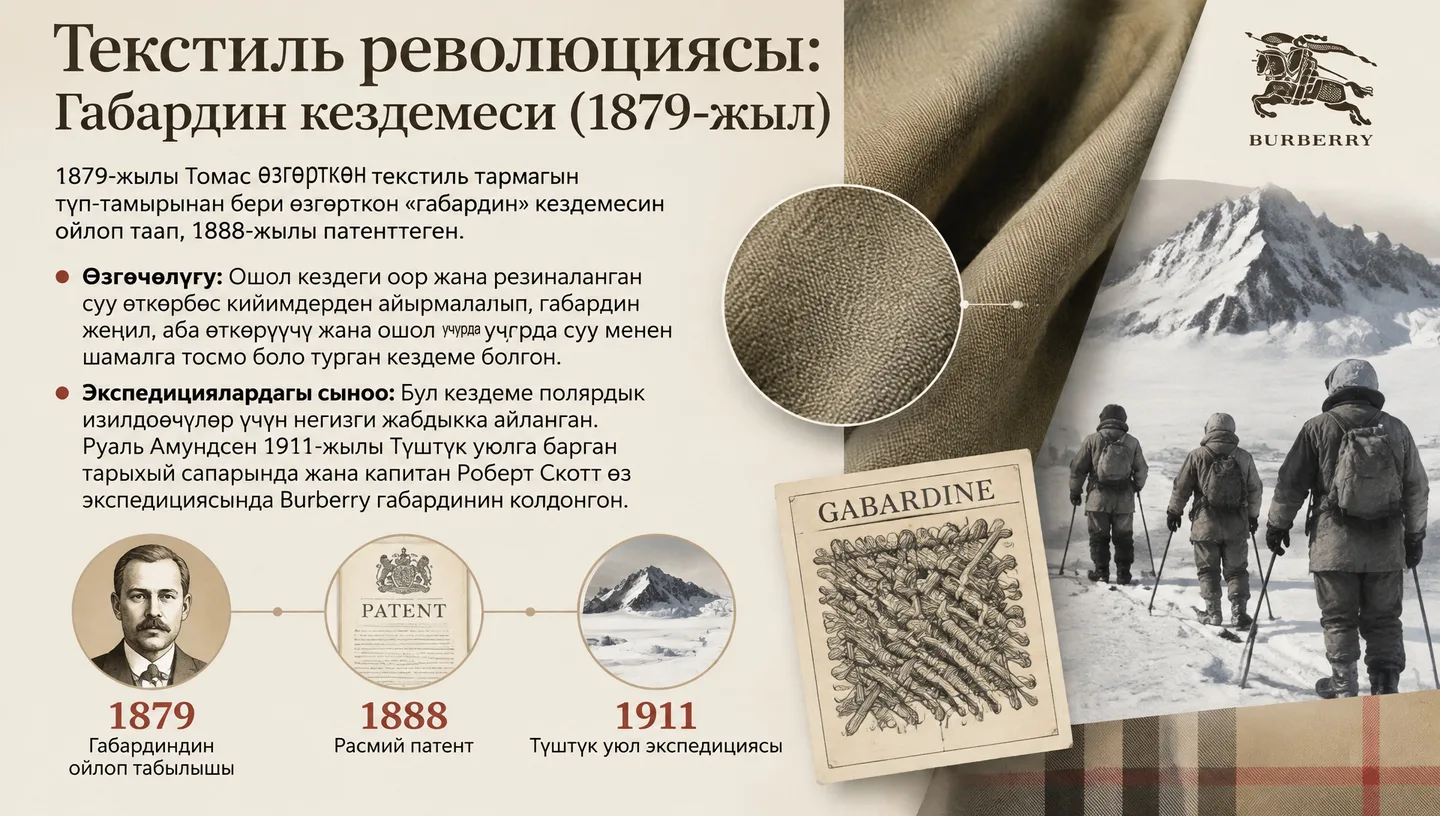 Текстиль революциясы: Габардин кездемеси (1879-жыл)