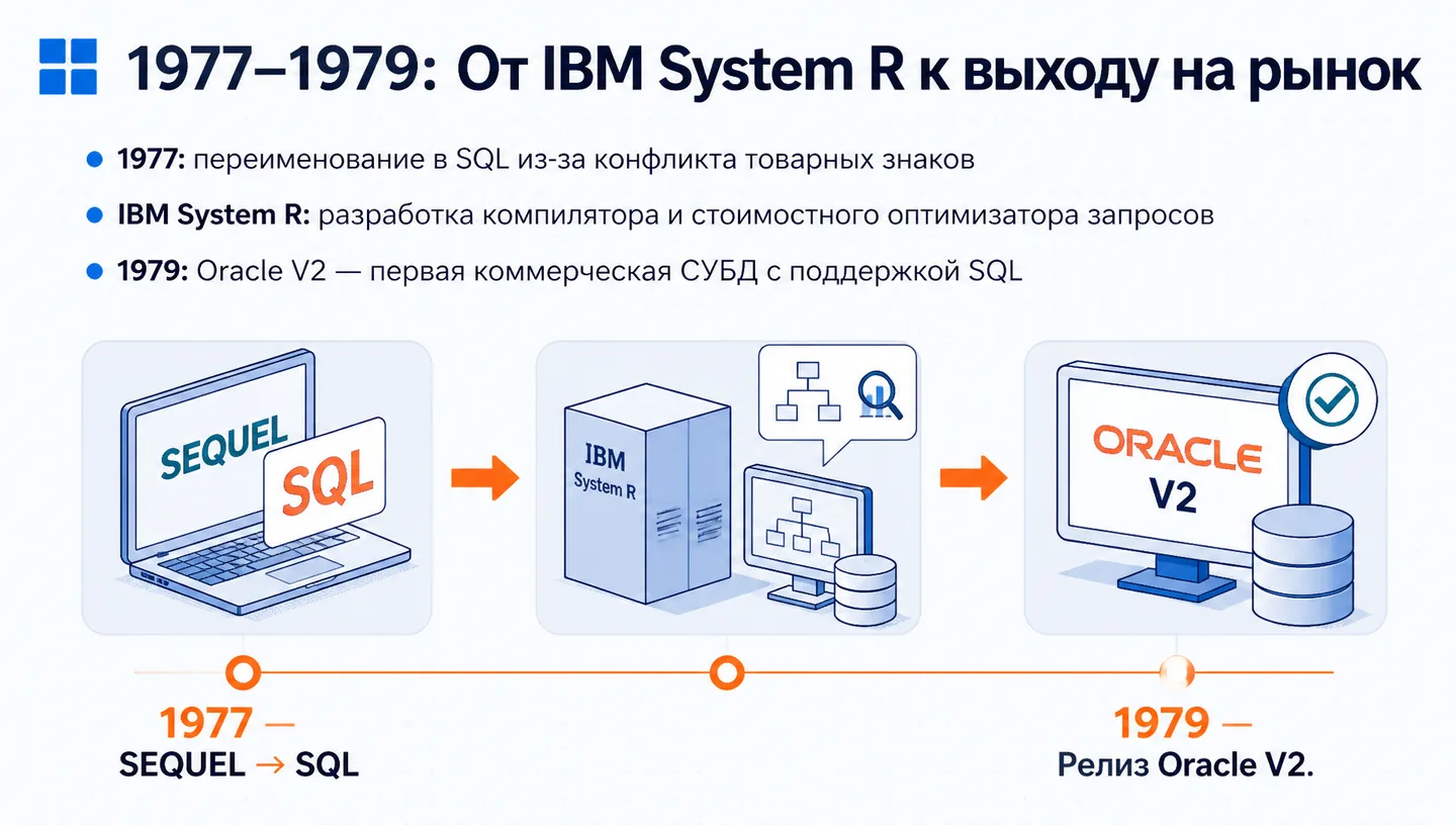 1977–1979: От IBM System R к выходу на рынок