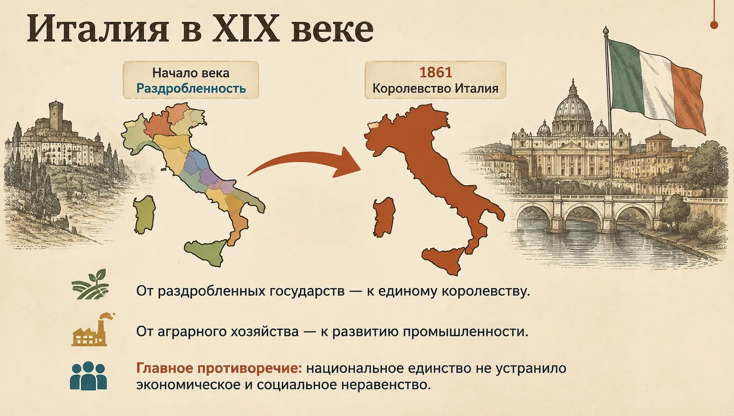 Первый слайд: Италия в XIX веке
