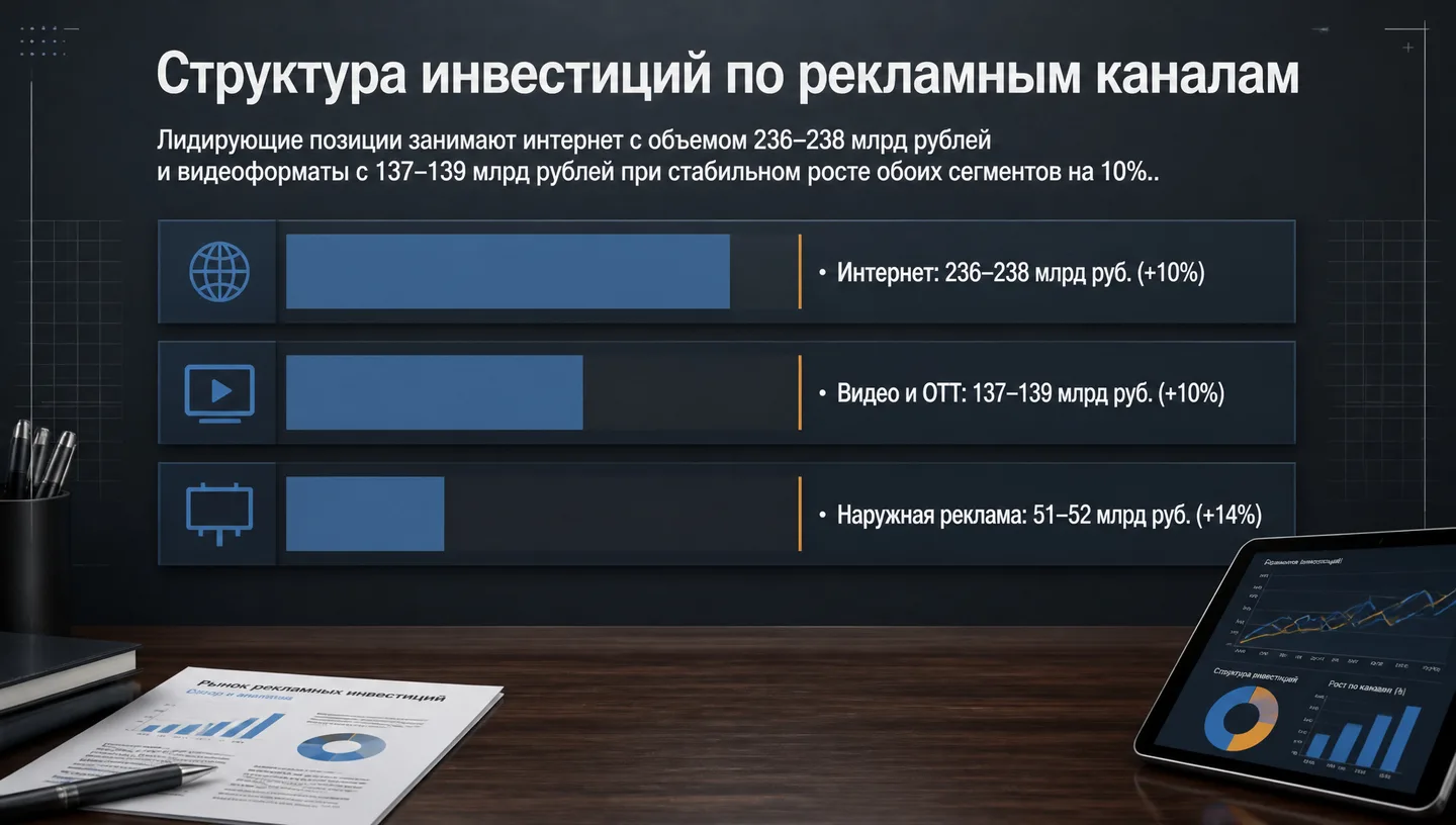 Структура инвестиций по рекламным каналам