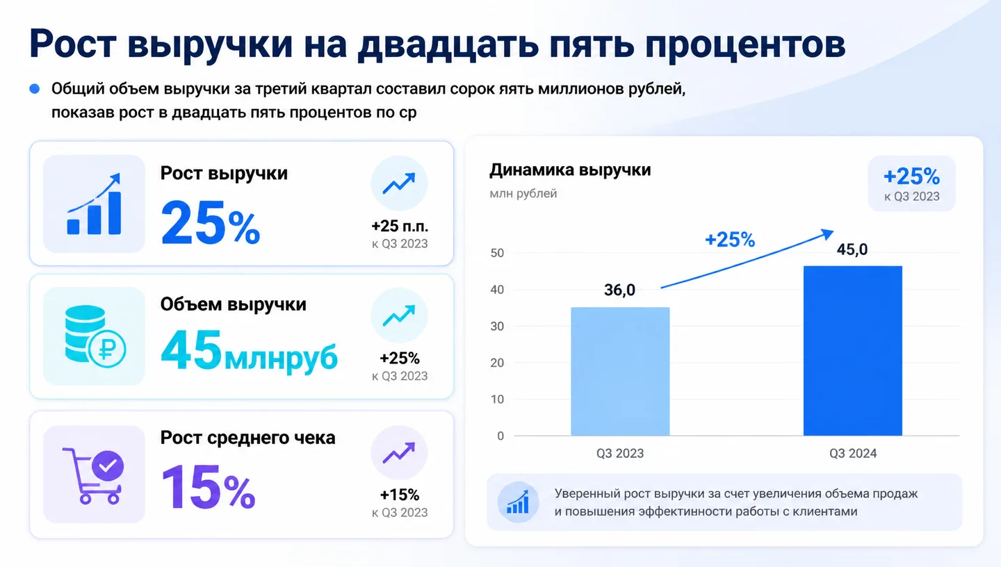 Рост выручки на двадцать пять процентов