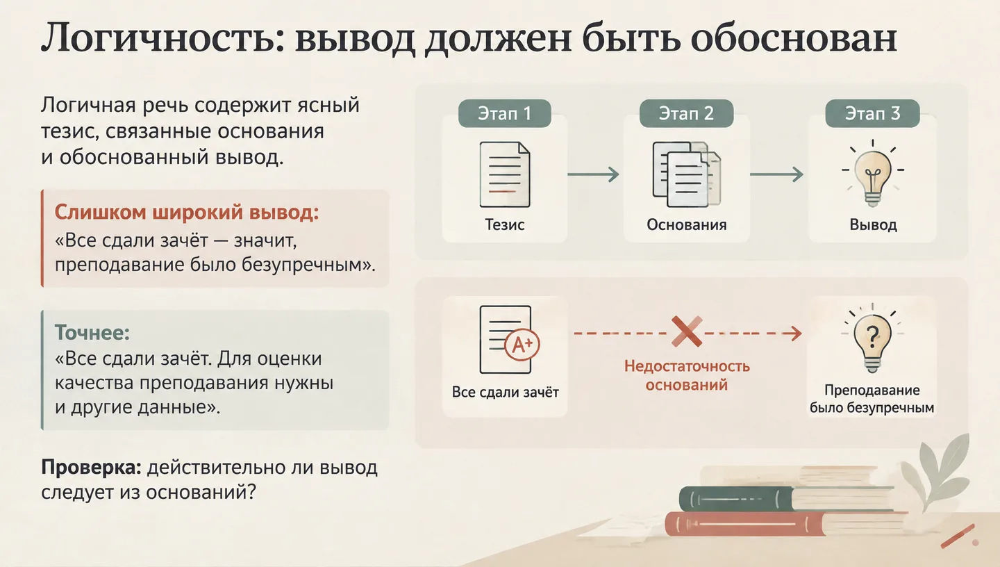 Логичность: вывод должен быть обоснован