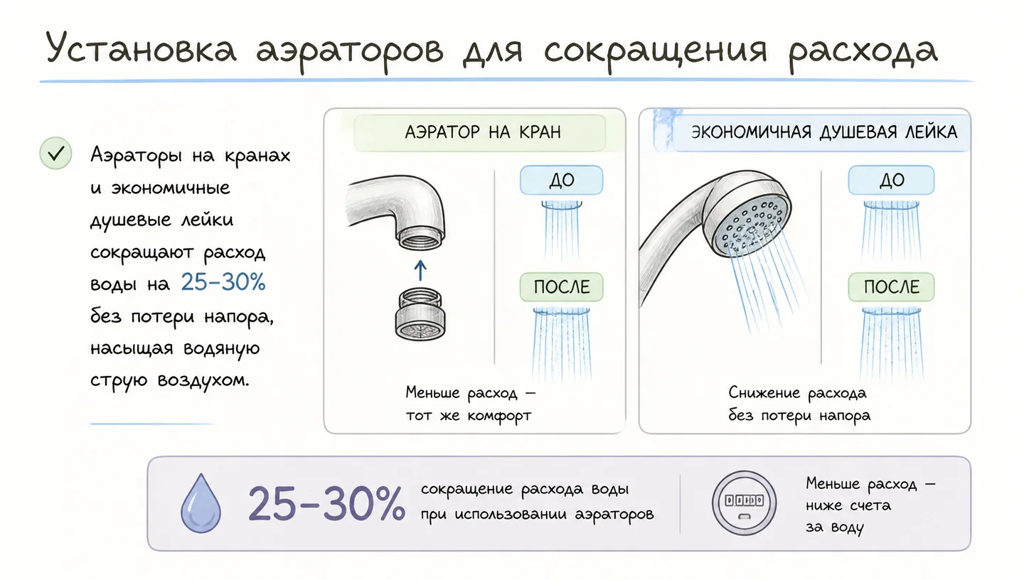 Установка аэраторов для сокращения расхода