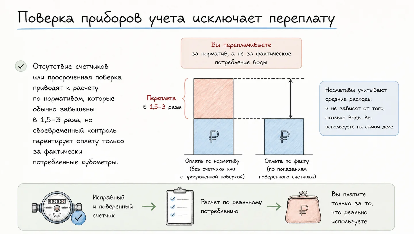 Поверка приборов учета исключает переплату