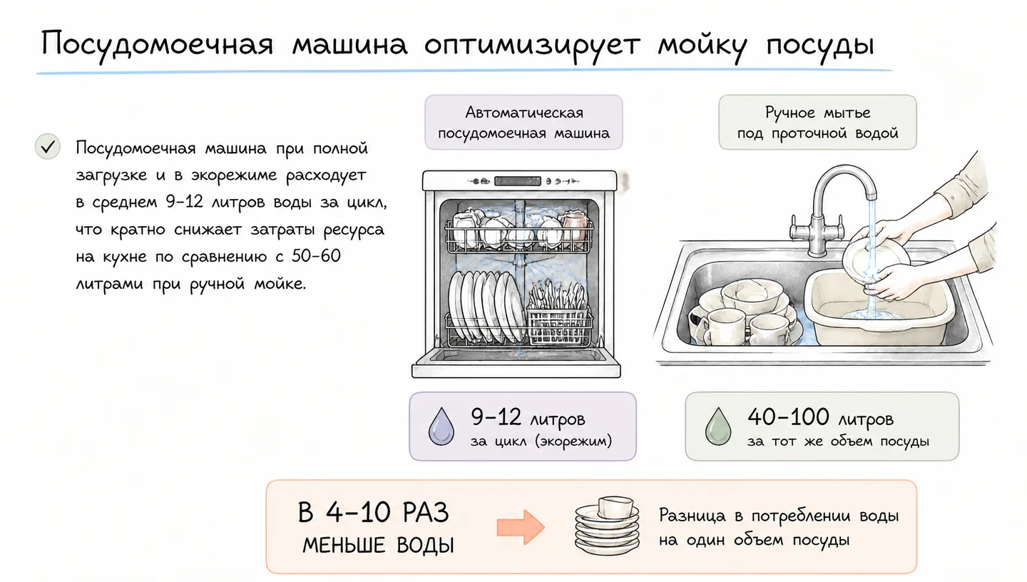 Посудомоечная машина оптимизирует мойку посуды