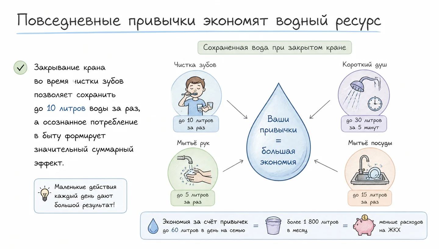 Повседневные привычки экономят водный ресурс