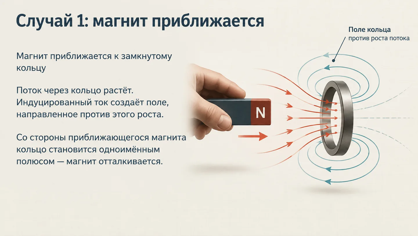 Случай 1: магнит приближается