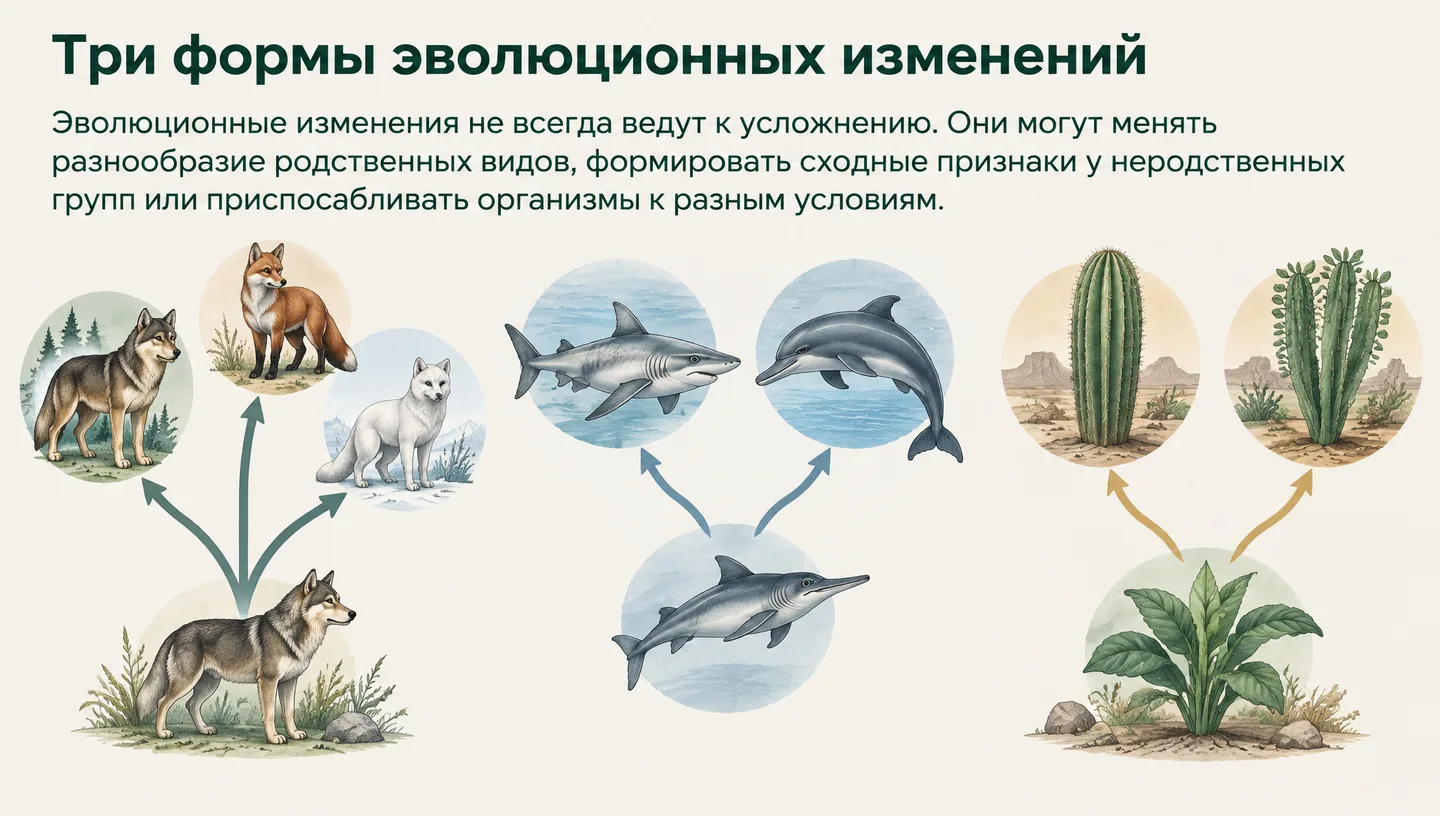 Три формы эволюционных изменений